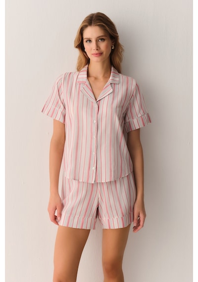 Suwen Loren Gömlek Yaka Pijama Takımı Sh26543667b919 Pembe