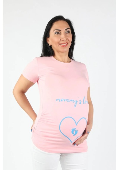 Balins Hamile Mommy Love Tişört Mavi Baskılı 001