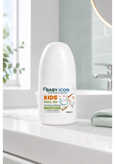 Baby İcon %100 Doğal Organik Vegan Çocuk Roll On Ter Kokusu Önleyici Leke Bırakmayan 50 Ml Termal Su Katkılı