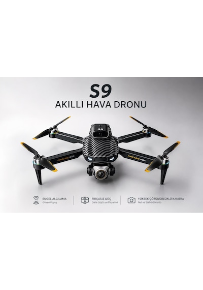 S9 Aerıal Drone Ekranlı Kumanda Fırçasız Motor 2.4g Rc Quadcopter Wi-fi Cam Fpv Canlı Yayın Engel Algılama Sabit Durma Katlanabilir Tek Tuşla Dönüş Çift Lens 50x Zoom Optik Akış Koruma