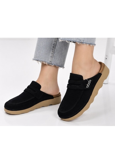 N Napa Shoe Np.351.siyah Süet Deri Terlik