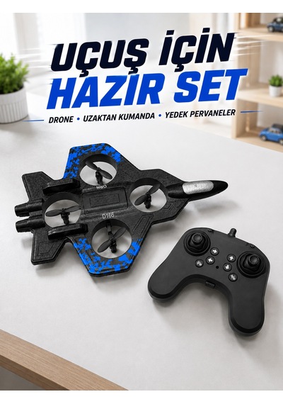 Savaş Jeti Görünümlü Drone 2.4g Kumandalı Jiroskoplu 360 Akrobatik Takla Yedek Pervaneli - Lisinya