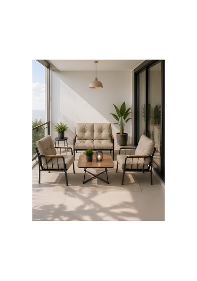 Familieconcept Melisa Serisi Metal Ayaklı Bahçe Mobilyası Takımı - Siyah Boyalı 2-1-1 - Kırpık Dolgulu Konforlu Minder Familieconcept Melisa Serisi Metal Ayaklı Bahçe Mobilyası Takımı - Siyah Boyalı 2-1-1 - Kırpık Dolgulu Konforlu Minder