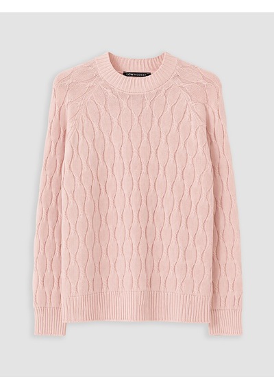 Lcw Modest Pembe Bisiklet Yaka Desenli Kadın Triko Kazak