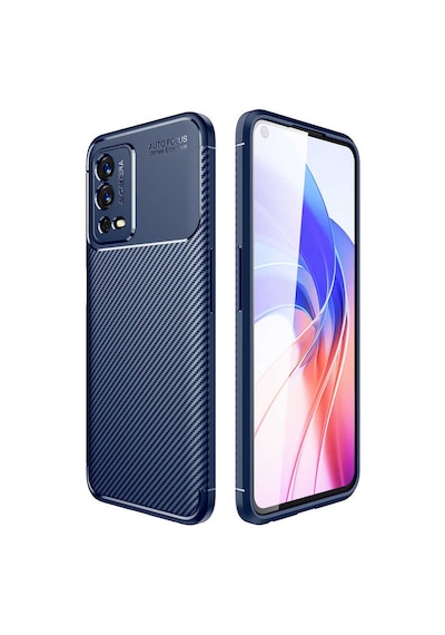 Oppo A55 4g Kılıf Karbon Görünümlü Silikon Kamera Korumalı Üstün Koruma Pazarplus Lacivert