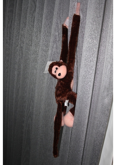 Sesli Sarılan Peluş Maymun 25cm - Kahverengi