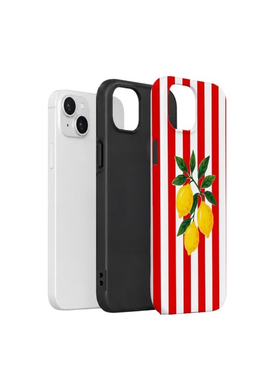 Apple iPhone Uyumlu 15 Vorian Çift Katmanlı Kılıf Lemon Parade Red