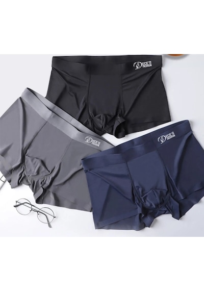 Ece's Design Boxer Dikisiz Buz İpek 3 Parça 1010 Siyah-lacivert-koyu Gri