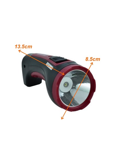 Şarjlı El Feneri Led Ampul İle Güçlü Aydınlatma Gs-4251 3w Ledli Tutma İpli Acil Durum Feneri Kırmızı - Siyah