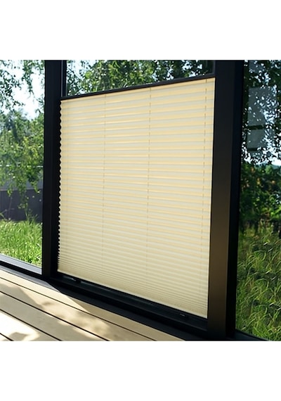 Perdema Kancalı/vidalı Blackout Plise Karartma Cam Balkon Perdesi - Ofis Perdesi - Mutfak Perdesi - Salon Krem V02