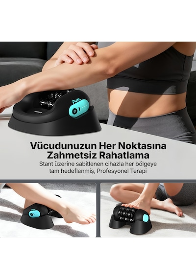 Purr Roll Go Titreşimli Şarjlı Selülit Masaj Aleti, Motorlu Silindir Ve Vibrasyonlu Çift Etkili Bacak, Kol, Boyun Masaj Cihazı Siyah
