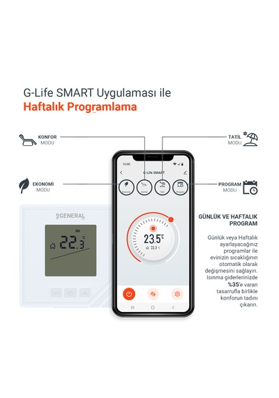 General Life Mitra Ht15 Rf Smart Kablosuz Wi-fi Akıllı Oda Termostatı - Beyaz