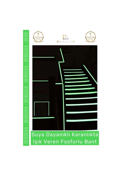 Reflektörbant 4 Metre Yeşil Fosforlu Fotolümen Işıldayan İkaz Kendinden Yapışkanlı Reflektör Bant