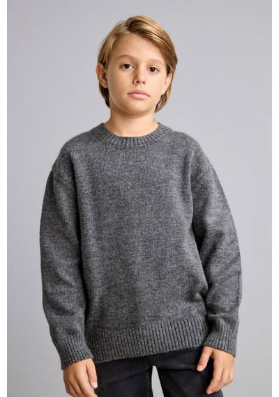 Defacto Oversize Bisiklet Yaka Triko Basic Kazak Erkek Çocuk I3438a826cwar30 Antrasit-ar30