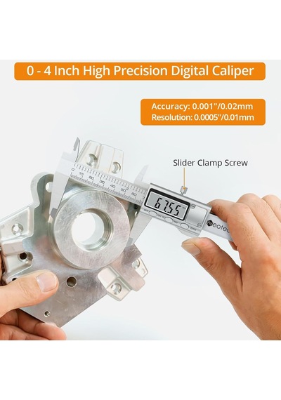4 İnç/100 Mm Dijital Kumpas, Paslanmaz Çelik Elektronik Kaliperler Ölçüm Aracı İnç/mm Dönüştürme, Büyük Lcd Ekran