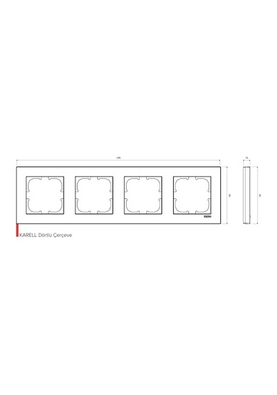 Çerçeve Dörtlü, Beyaz, Karell, 224x83x10 Mm