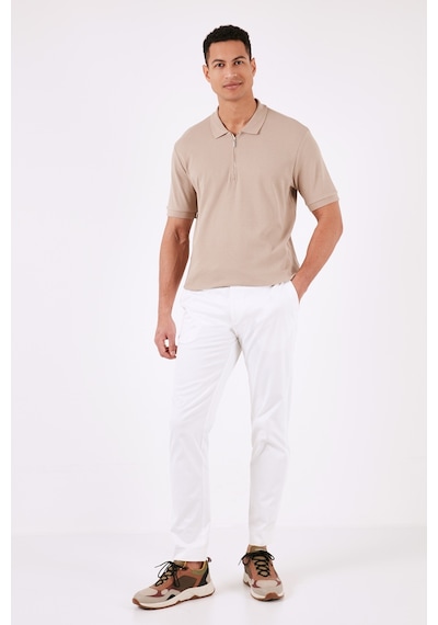 Buratti Pamuklu Regular Fit Fermuarlı Erkek Polo Yaka T Shirt 5902738 Vizon