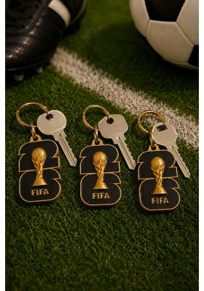 3'lü Dünya Kupası Anahtarlık Seti, 3d Baskı Futbol Severlere Hediye Siyah