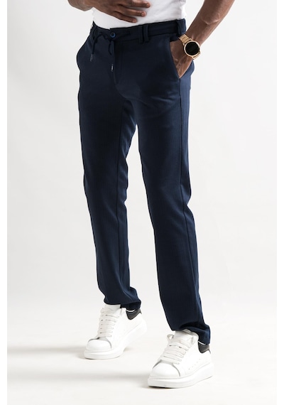 Ecer Slimfit Beli Lastikli Ve İplikli Çizgili Pamuklu Kışlık Kumaş Erkek Jogger Pantolon 001