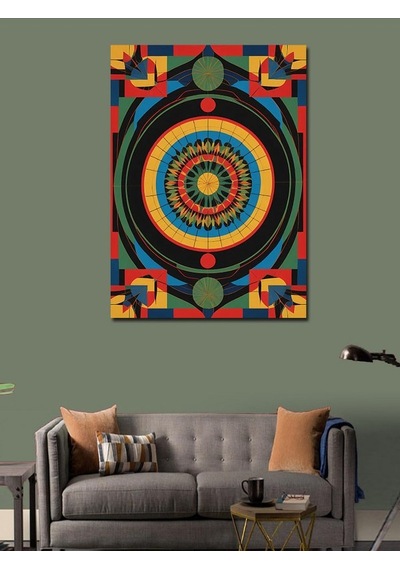 Kanvas Tablo Dönen Mandala Deseni 100cmx140cm
