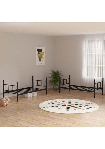 Defne Ayrılabilir Metal Ranza Siyah 90x200 Cm