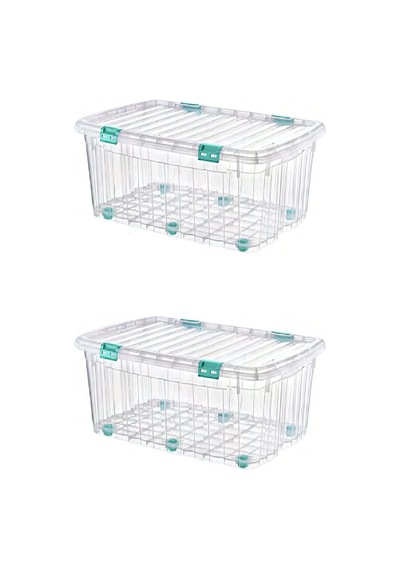 2 Adet 90 Litre Mega Multi Box Şeffaf Saklama Kutusu - E-520-2