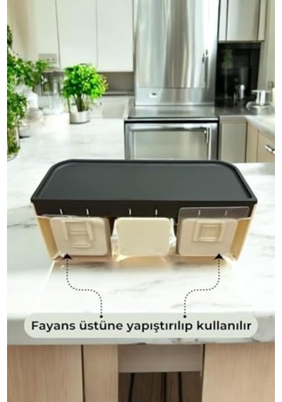 Stantlı Fayansa Yapışabilen 3'lü Baharatlık Seti Diğer