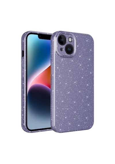 Kilifone - Apple Uyumlu iPhone 14 Plus - Kılıf Simli Kamera Korumalı Koton Kapak - Mor