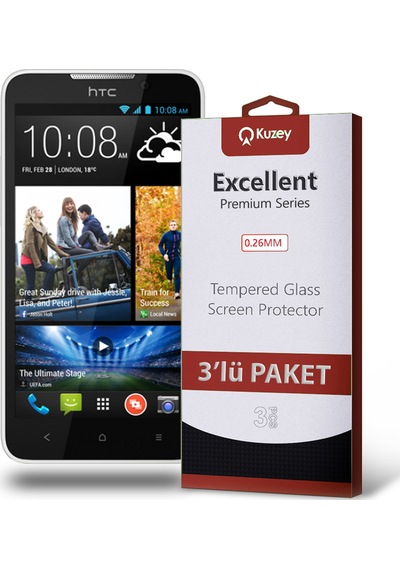 HTC Desire 516 ile Uyumlu Kırılmaz Cam Ekran Koruyucu Ekonomik 3'lü Paket