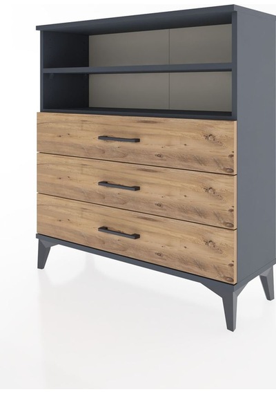 Arges Şifonyer 2 Raflı 3 Çekmeceli 88x30x96 Antrasit-çam Antrasit