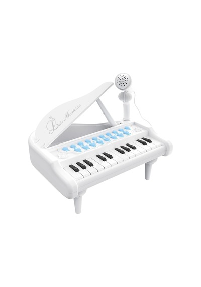 Mikrofonlu 24 Tuşlu Pembe Çocuk Piyanosu - Telefon Bağlantılı Eğitici Işıklı Org Müzik Seti