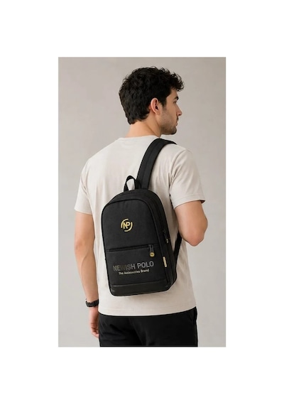 Newish Polo Unisex Laptop Tablet Bölmeli Minimal Sırt Çantası - Siyah