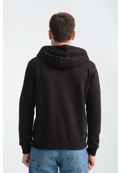Shooter Sportwear Shooter Erkek Üç İplik Şardonsuz Fermuarlı Kapüşonlu Sweatshirt Siyah