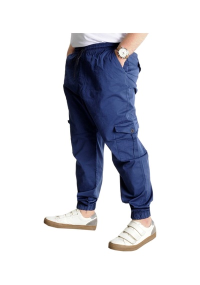 Mode Xl Büyük Beden Pantolon Keten Kargo Jogger 21911 Indigo 001