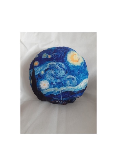 Van Goh Yıldızlı Gece Desenlı Tasarım Yastık Mavi