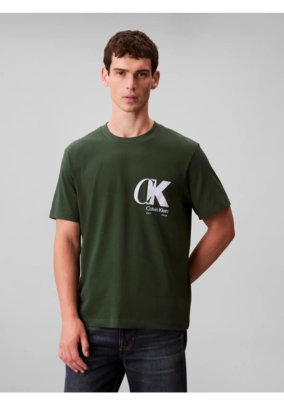 Calvin Klein Ss 20s Eu Ck Overlap Yeşil Erkek Tişört