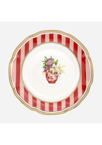 Kırmızı Porselen Pasta Tabağı 19 Cm