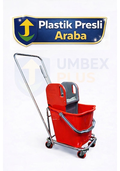 Umbex Plus- Tek Kovalı Krom Temizlik Arabası Ve Paspas Arabası Temizlik Seti Plastik Presli A Kalite