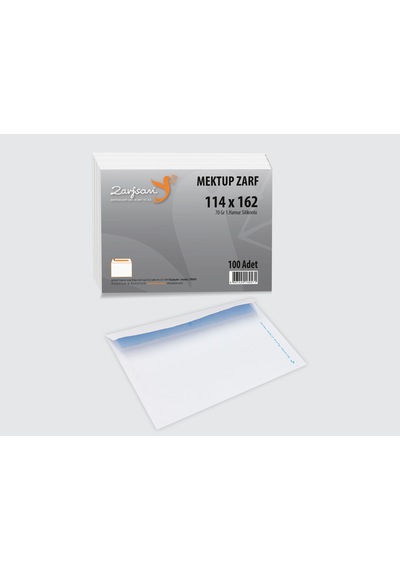 Mektup Zarfı Silikonlu Kare 114x162 Mm 70 Gr 1.hamur 100 Adet