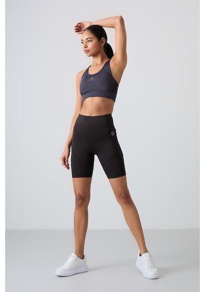 Tommy Life Antrasit Çapraz Sırt Detaylı Slim Fit U Yaka Pedli Kadın Spor Büstiyer - 97121 Antrasit