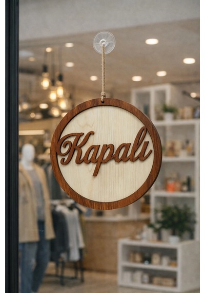 Üç Katlı El Yazılı Modern Açık/kapalı Tabelası - Akçaağaç-ceviz
