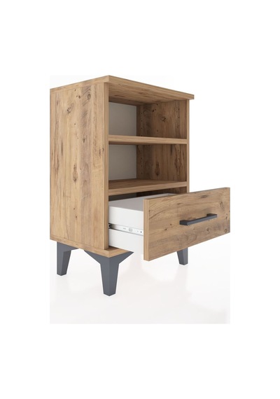 Arges Komodin 2 Raflı Tek Çekmeceli 44x30x64 Çam-çam Çam