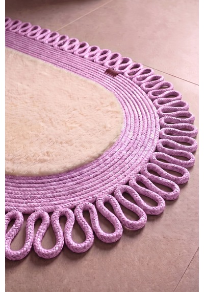 Banyo Paspası Takımı 60x100+40x60 Cm Dış Trikot Bej & Pembe