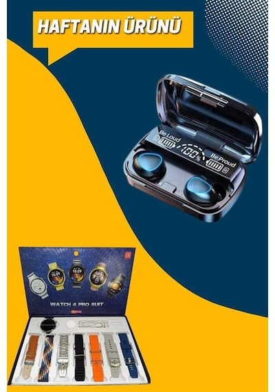 Ucuz Kaliteli Yeni Nesil 7 Kordonlu Akıllı Saat Ve Kablosuz Bluetooth Kulaklık Anc Özelliği