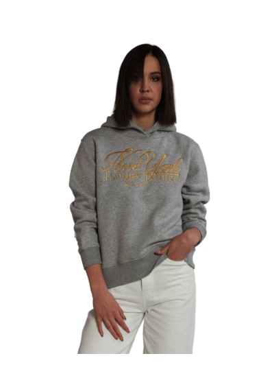 Tommy Hilfiger Newyork Bayan Kapşonlu Sweatshirt Koyu Gri