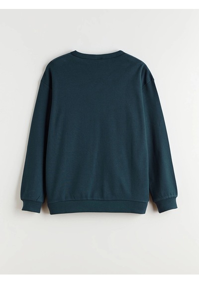 LC Waikiki Lcw Kids Petrol Bisiklet Yaka Baskılı Erkek Çocuk Sweatshirt