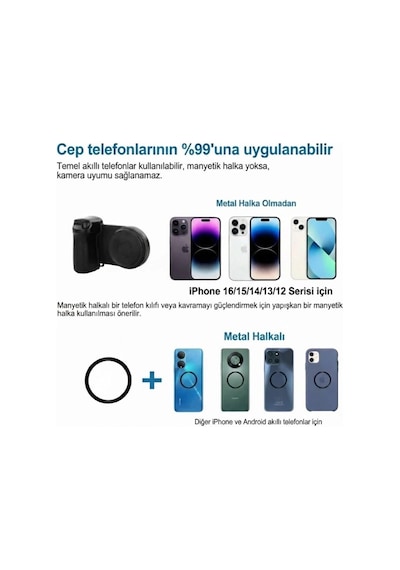 Bluetooth Manyetik Telefon Yapıştırma Kavrama Halka Dolgu Işığı İle Magsafe Selfie Klips Siyah