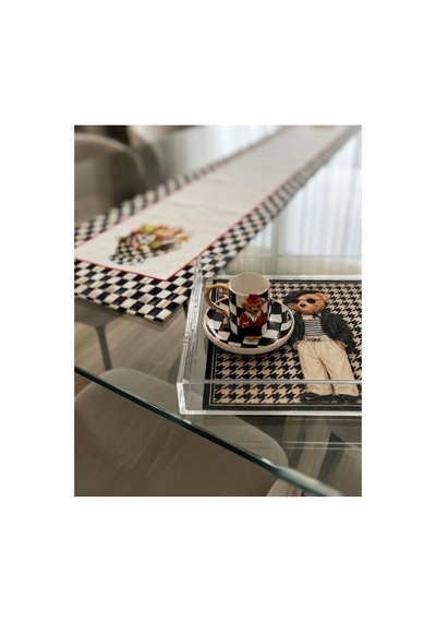 Milano Kazayağı Teddy Pleksi Sunum Tepsisi Tek Kişilik 23x23cm Siyah