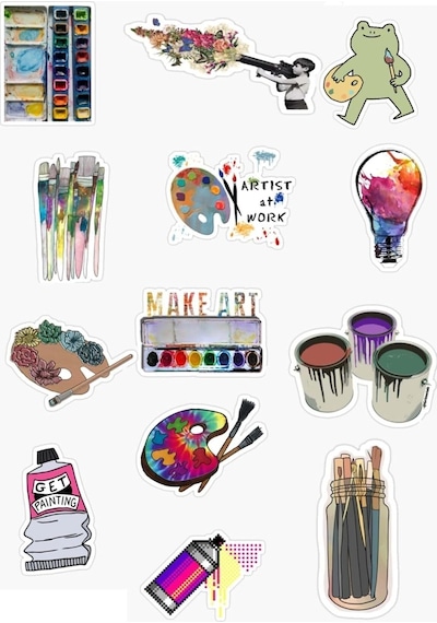 Sanat - Ressam -resim - Çizim - Boyamak Tasarımlı Sticker Seti
