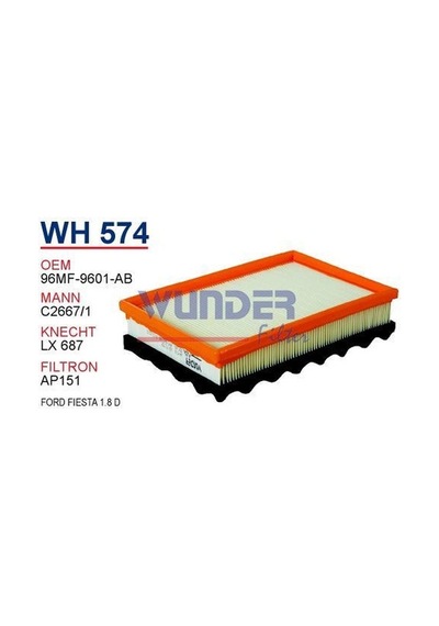 WUNDER WH574 HAVA FİLTRESİ - FORD FiESTA 1.8 DiESEL - PUMA 95